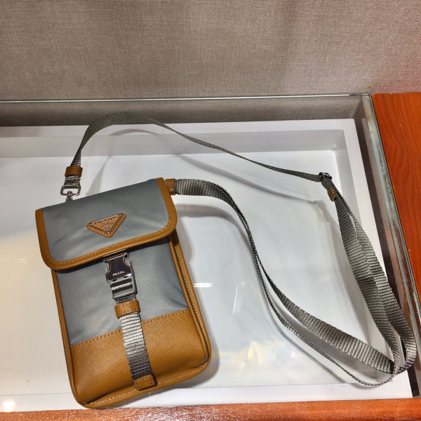 Pra*a nylon and saffiano leather smartphone case