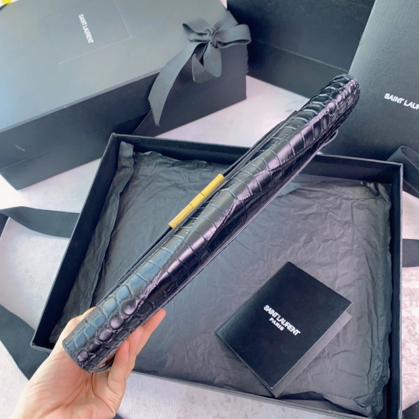 Y*L manhattan clutch in crocodile-embossed leather