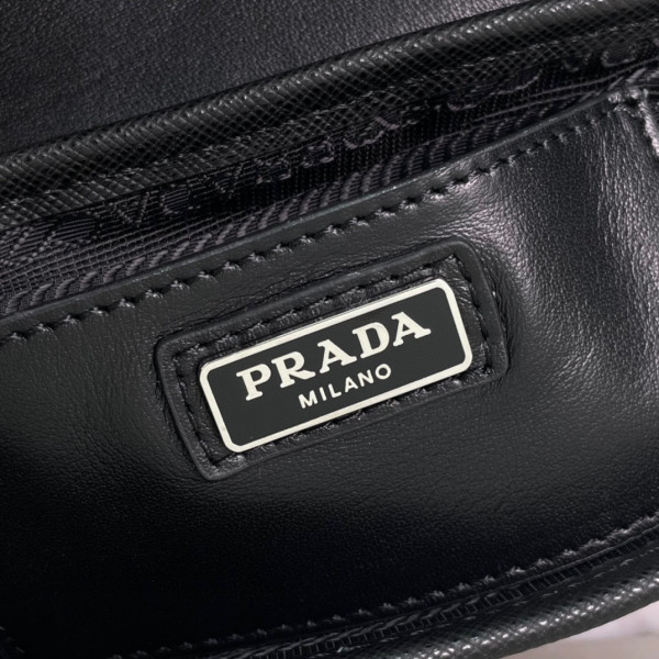 Pra*a re-nylon and leather shoulder bag